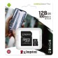 Kingston Micro Secure Digital 128GB microSDXC Canvas Select Plus 80R CL10 UHS-I Card--SD Adapter 